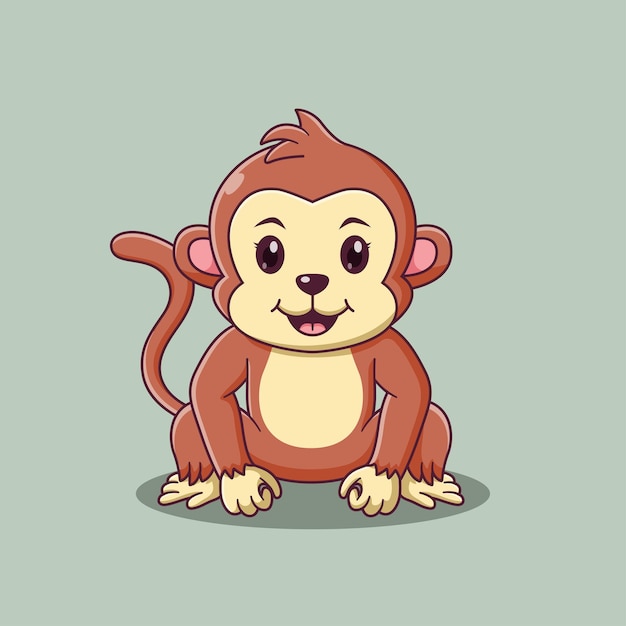Linda caricatura de mono posando. Concepto de icono de mono