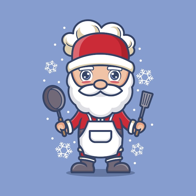 linda caricatura de santa claus cocinando