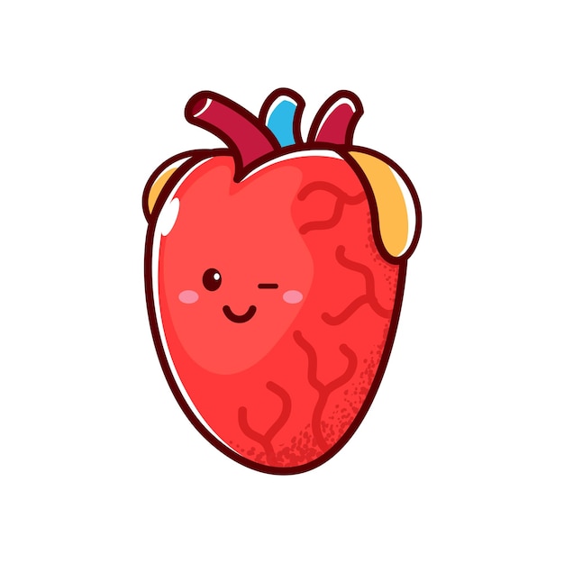 Linda caricatura sonriente corazón saludable personaje emoji