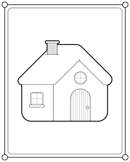 Linda casa adecuada para la ilustración de vector de página para colorear de los niños