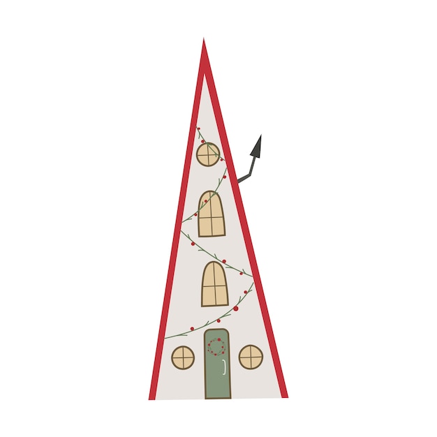 Linda casa de Navidad con chimenea Ilustración vectorial para tarjeta de banner