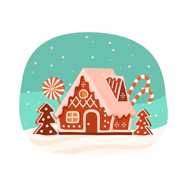 Linda casa de pan de jengibre galletas y dulces de Navidad
