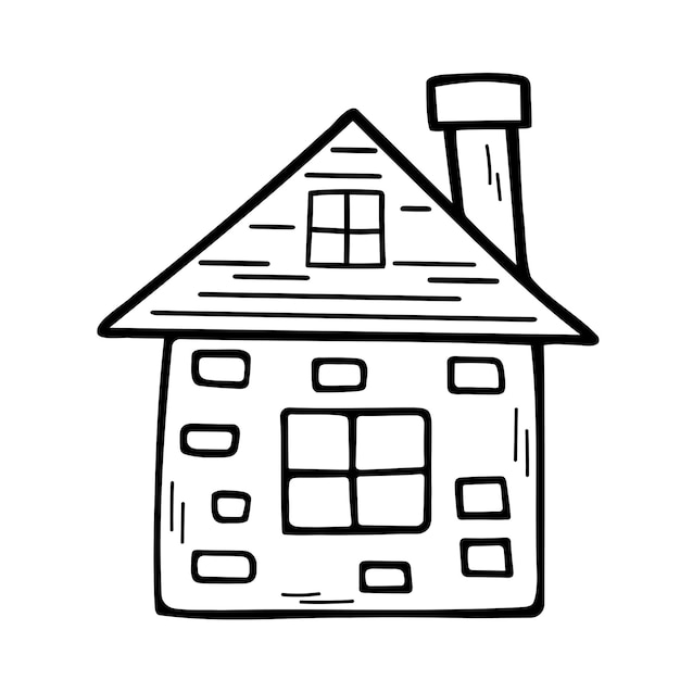 Linda casa pequeña en estilo garabato Dulce hogar Vector dibujado a mano ilustración aislada en blanco