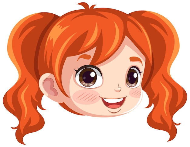 Vector linda chica cabeza de pelo de jengibre