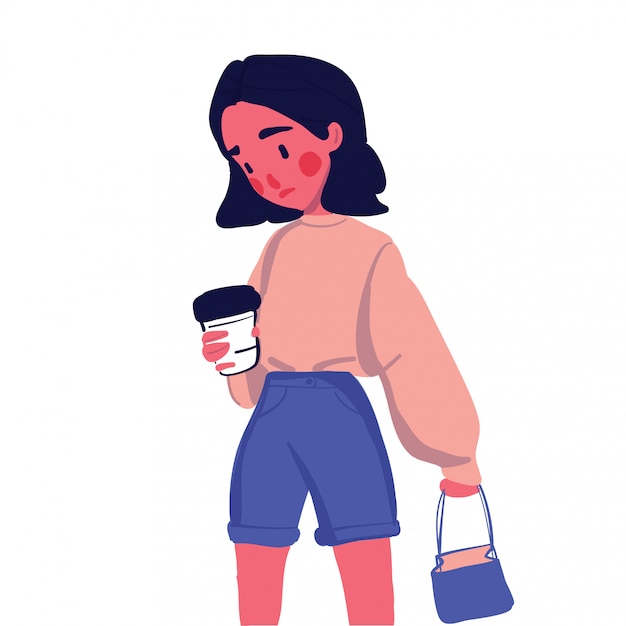 Linda chica con café