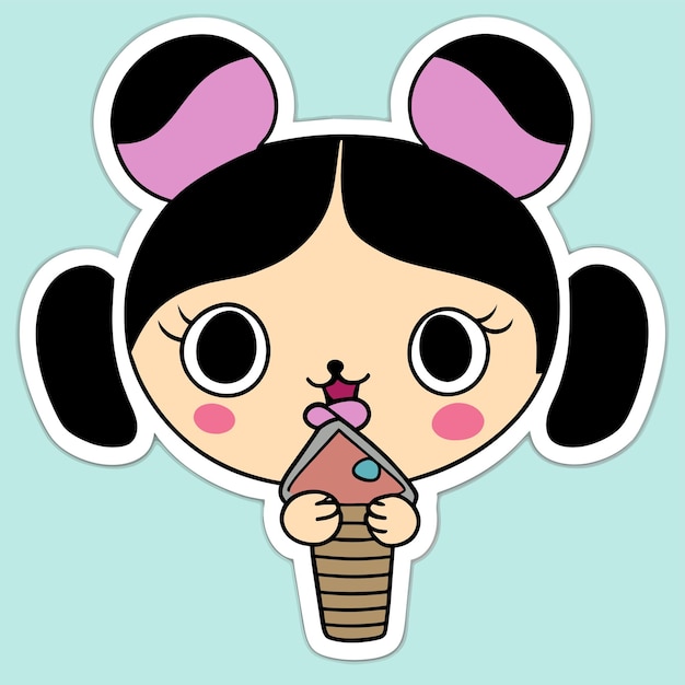 Vector linda chica come helado dibujado a mano dibujos animados pegatina icono concepto aislado ilustración