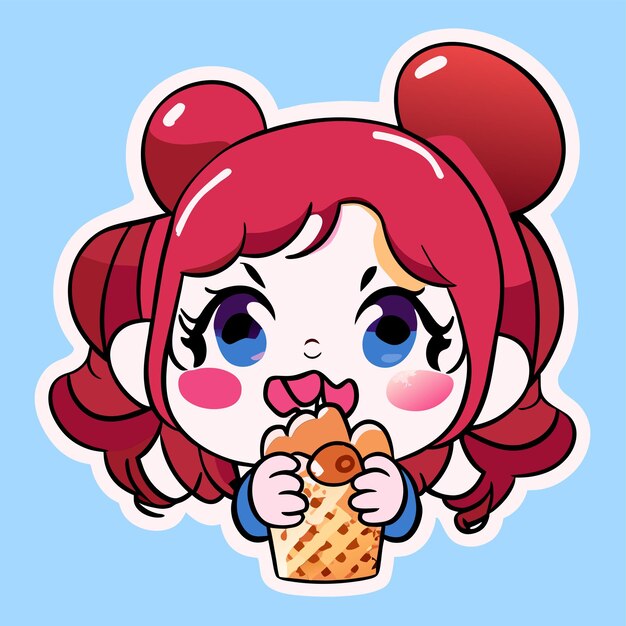 Vector linda chica come helado dibujado a mano dibujos animados pegatina icono concepto aislado ilustración