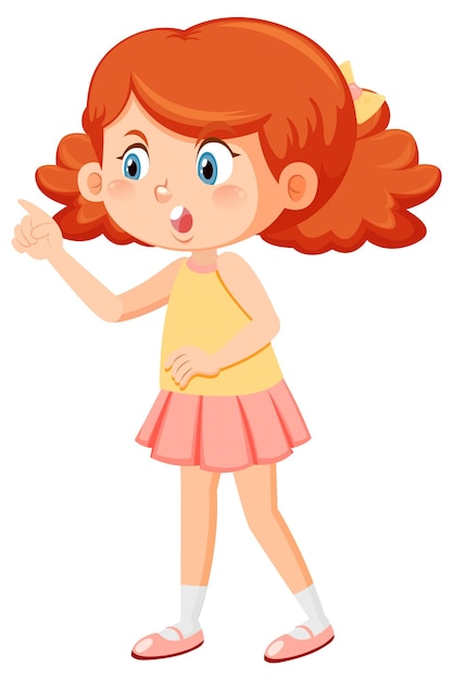 Linda chica con dibujos animados de pelo rizado