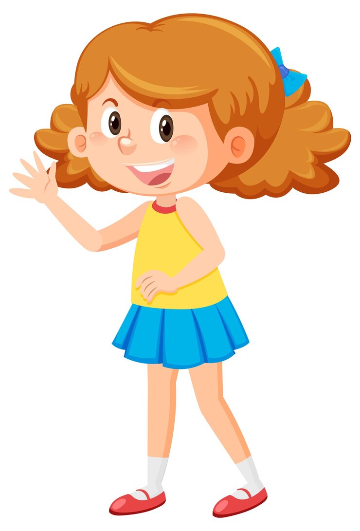 Vector linda chica con dibujos animados de pelo rizado