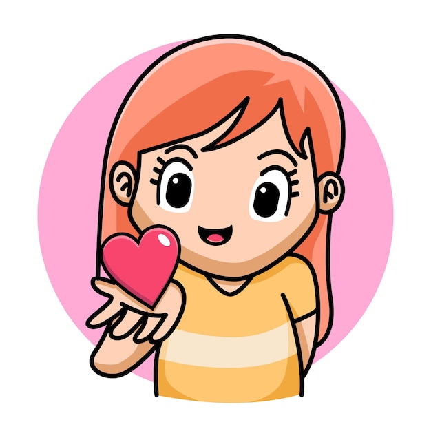 Linda chica con diseño de dibujos animados de amor