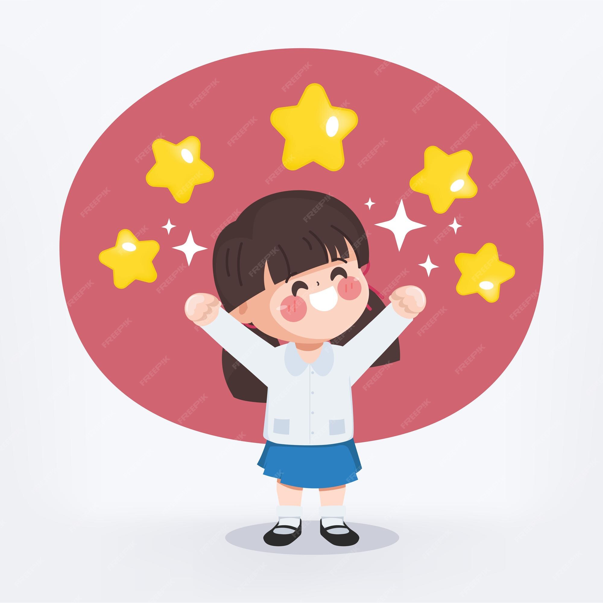 Linda chica estudiante de dibujos animados alegre personaje de regreso a la escuela. | Vector Premium Linda chica estudiante de dibujos animados alegre personaje de regreso a la escuela. | Vector Premium