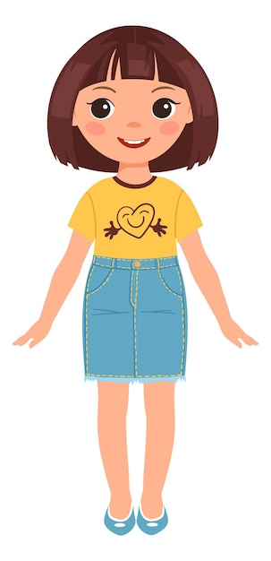 Linda chica en falda azul Moda infantil Ropa infantil