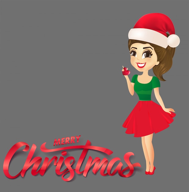 Vector linda chica feliz navidad