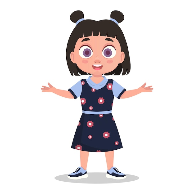 La linda chica feliz está sorprendida. ilustración vectorial