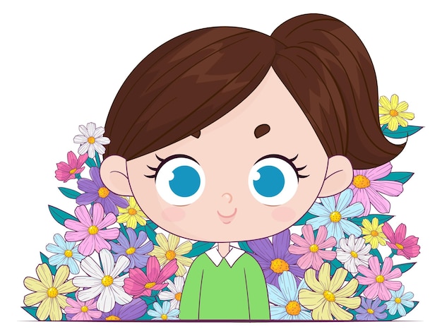 linda chica y flores