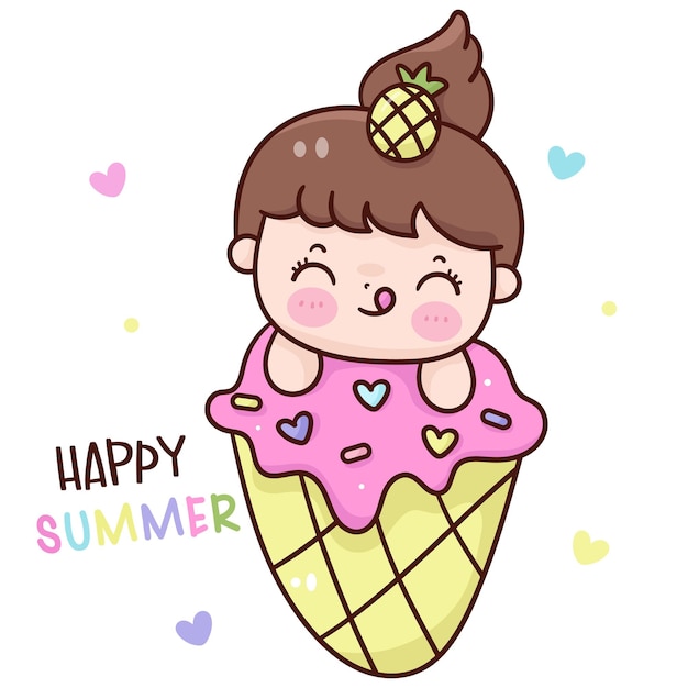Linda chica en helado temporada de verano