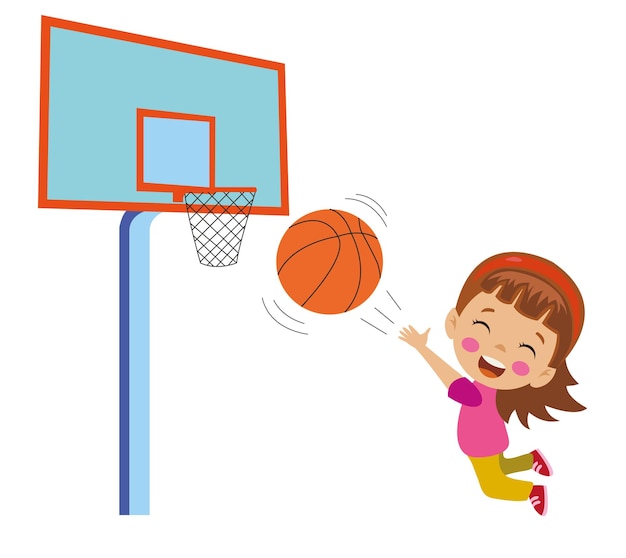 Linda Chica Jugando Baloncesto Lanzando Baloncesto