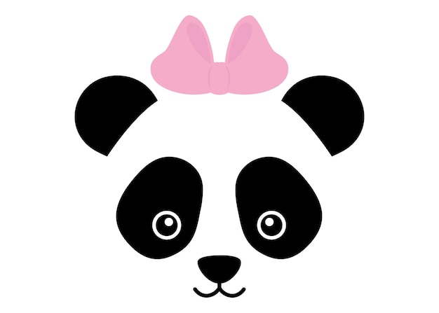 Linda chica panda con ilustración de vector de arco para niños simple dibujado a mano aislado