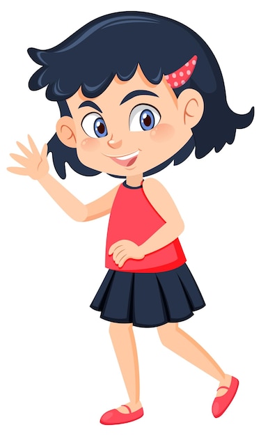 Vector linda chica con personaje de dibujos animados de pelo corto