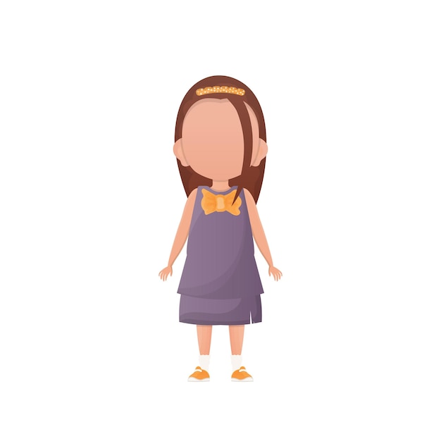 Linda chica en pleno crecimiento estilo de dibujos animados Vector