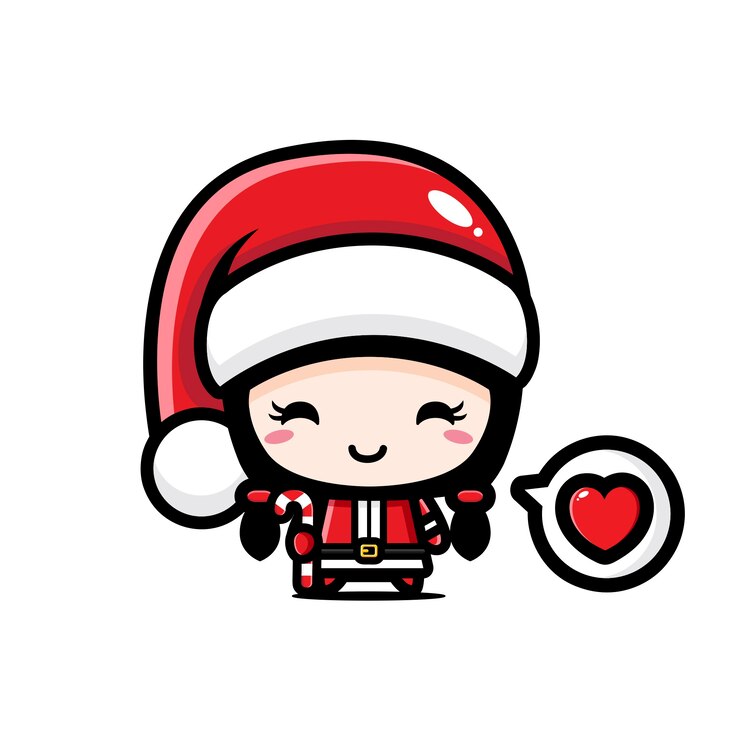 Vector linda chica con traje de santa claus