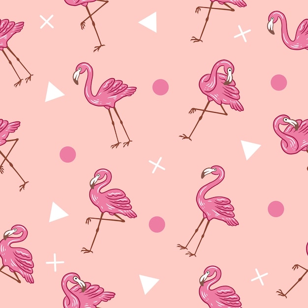 Linda cigüeña rosa claro animal de patrones sin fisuras objeto blanco fondo de pantalla con diseño rosa claro