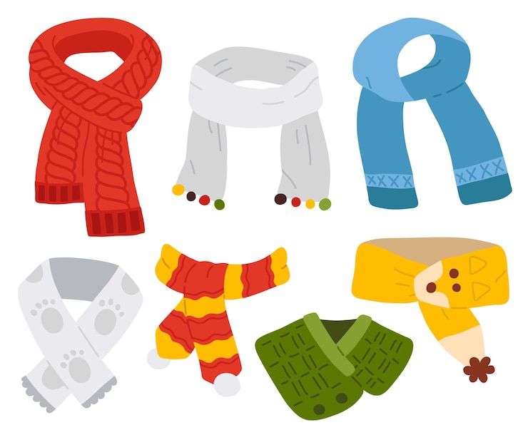 Vector linda colección de bufandas infantiles coloridas de invierno