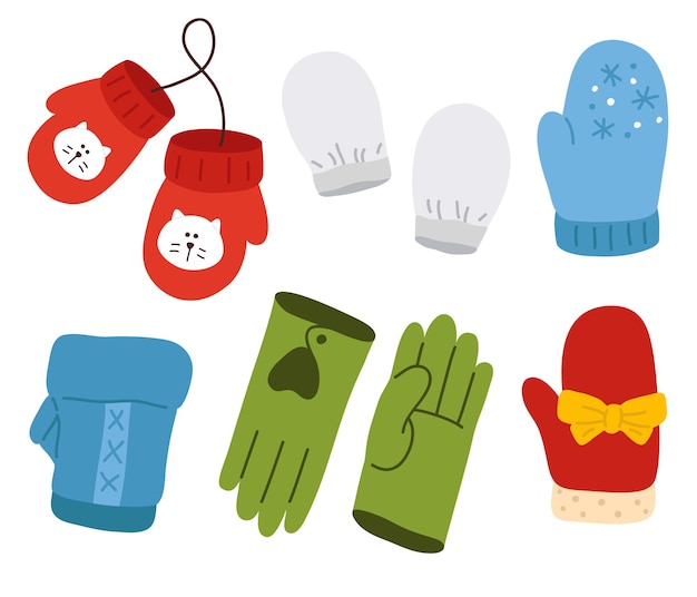 Linda colección de coloridos guantes de invierno varios
