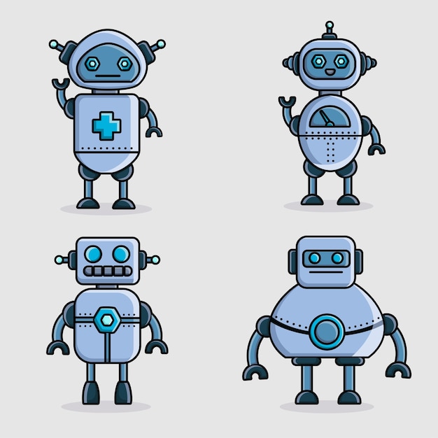 linda colección de dibujos animados de robots