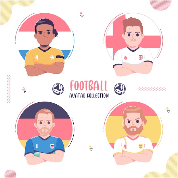 Linda colección de diseño de avatar de jugador de fútbol