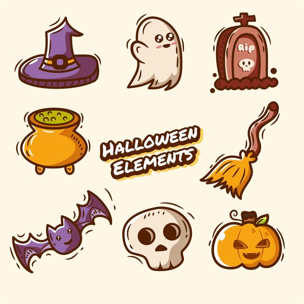 linda colección de elementos de halloween