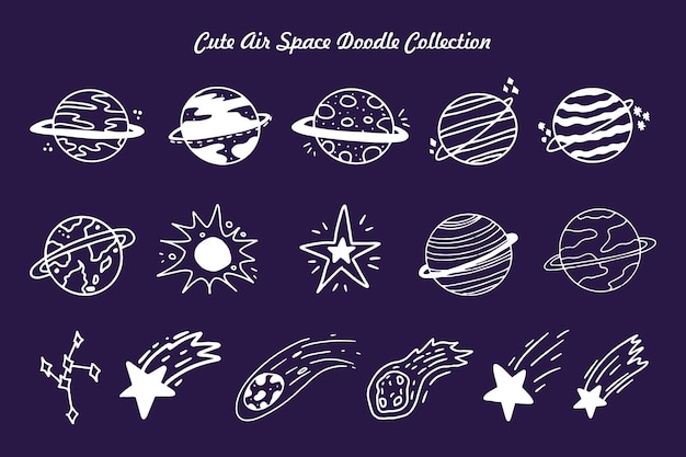 Linda colección de garabatos del mundo espacial