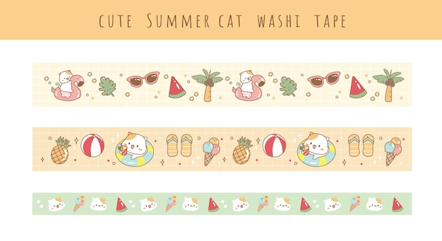 linda colección de gatos de verano con washi tape