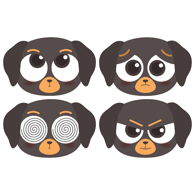 linda colección de iconos de emotes de cabeza de perro