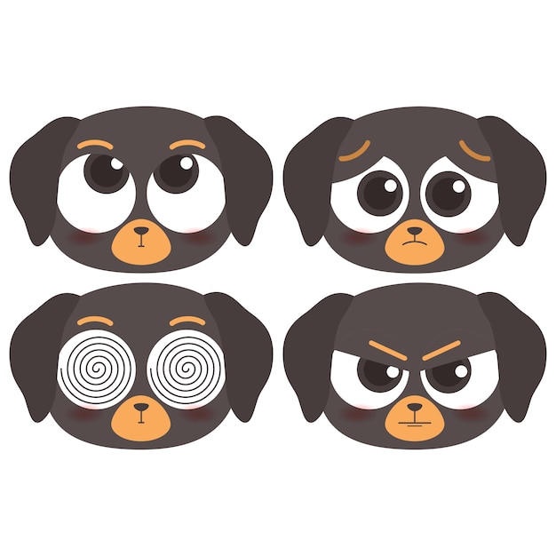 Vector linda colección de iconos de emotes de cabeza de perro