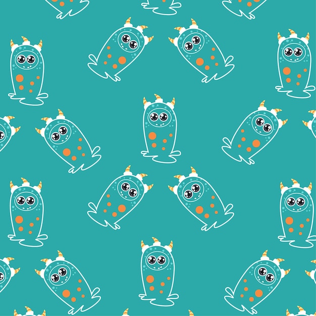 Linda colección de patrones de personajes de dibujos animados de monstruos adecuados para el diseño textil