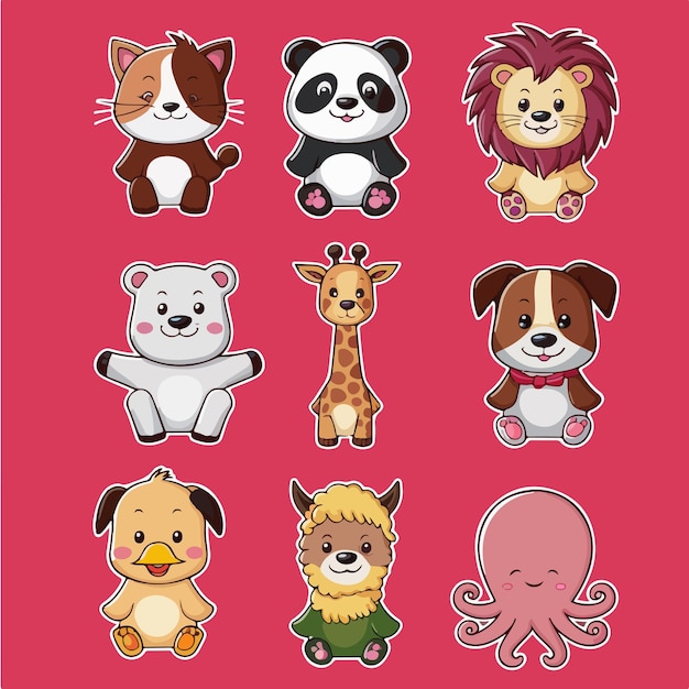 Linda colección de pegatinas de animales
