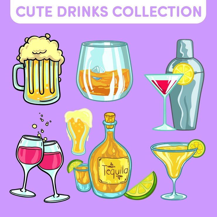 Vector linda colección de vectores de bebidas