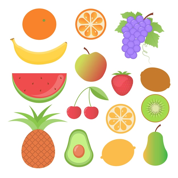 Vector linda colección de vectores de frutas