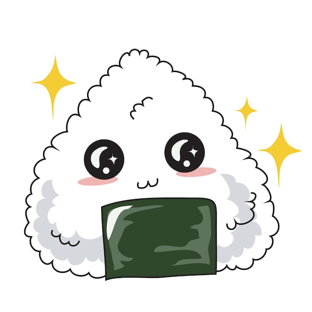 Linda comida japonesa sobre fondo blanco para obras de arte de moda para niños, libros para niños, invitaciones
