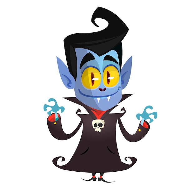Linda criatura vampiro de dibujos animados Ilustración vectorial de Drácula Diseño de Halloween