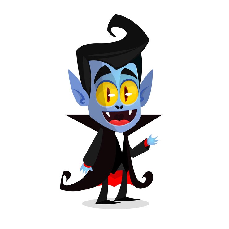 Vector linda criatura vampiro de dibujos animados ilustración vectorial de drácula diseño de halloween