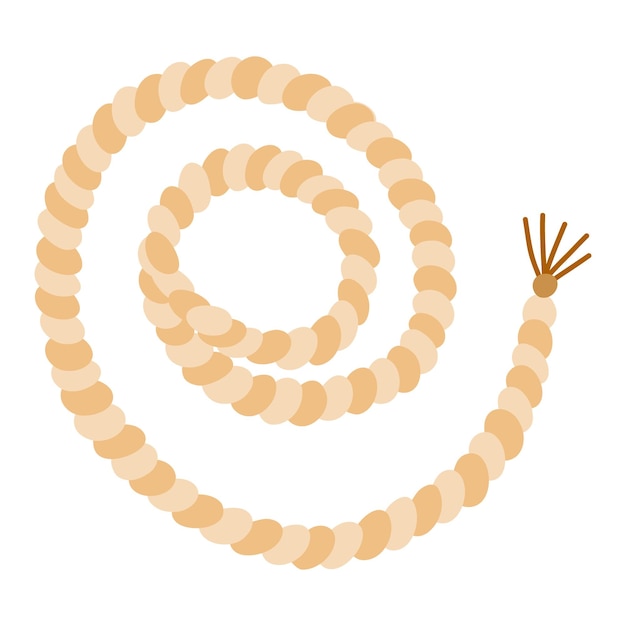 Linda cuerda dibujada a mano en estilo de dibujos animados simple garabato de cuerda circular o borde de hilo yute redondo náutico retorcido yute vectorial o cordón retorcido de cáñamo aislado sobre fondo blanco