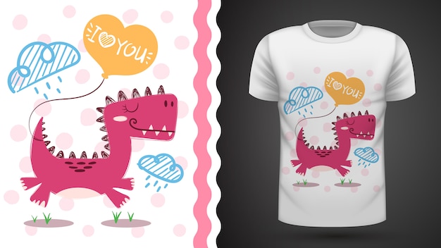 Vector linda dino - idea para imprimir camiseta