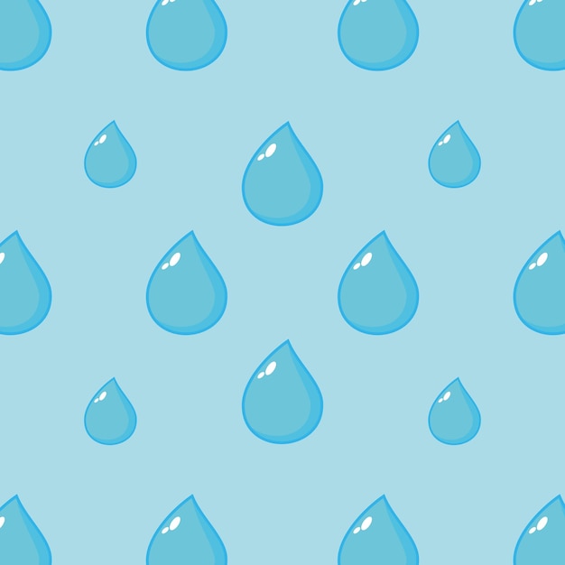 Linda divertida gota de agua aqua sobre fondo azul Ilustración de personaje de kawaii de dibujos animados de vector