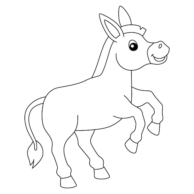 Una linda y divertida página para colorear de un animal de granja burro. proporciona horas de diversión para colorear para los niños. para colorear, esta página es muy fácil. adecuado para niños pequeños y niños pequeños.