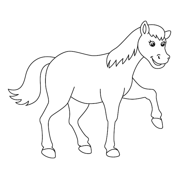 Una linda y divertida página para colorear de un caballo. Proporciona horas de diversión para colorear para los niños. Para colorear, esta página es muy fácil. Adecuado para niños pequeños y niños pequeños.