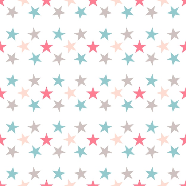 Linda estrella de colores de patrones sin fisuras en blanco. Gracioso fondo festivo, papel de regalo.