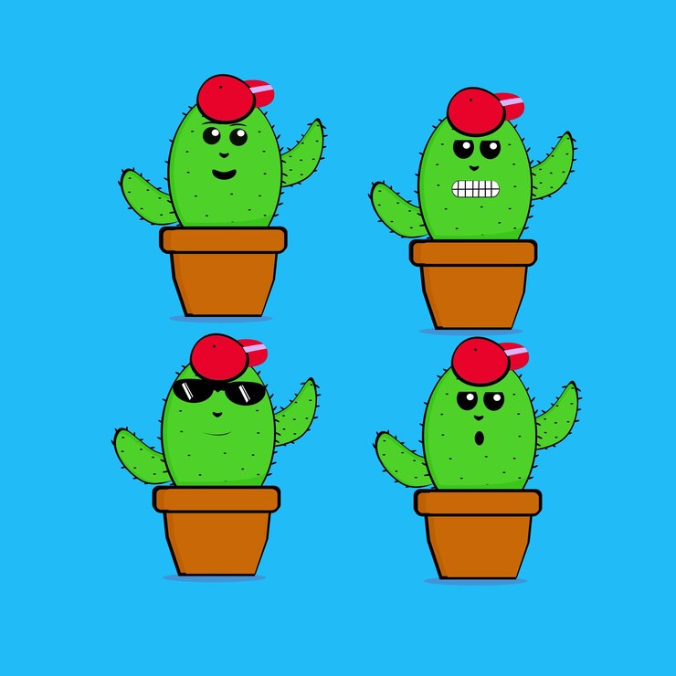 linda expresión cactus en maceta con sombrero