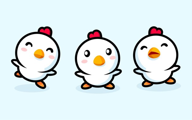 Linda expresión divertida de pollo blanco
